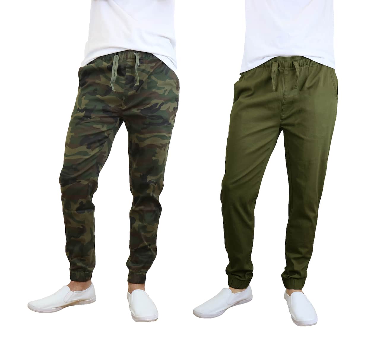 Galaxy By Harvic Slim Fit Basic Stretch Twill Men's Joggers 2 Pack